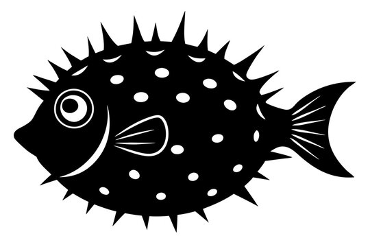 recommend clip art: Puffer fish | vector silhouette illustration on white background