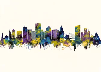 Photo sur Plexiglas Milwaukee City Skyline. Cityscape Skyscraper Buildings Landscape City Downtown Background Modern Art Architecture Business View Building Corporate Abstract Landmarks Travel