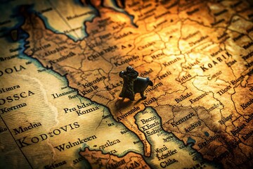Obraz premium Kosovo on Map: Captivating Conceptual Photography for Travel and Geography Enthusiasts