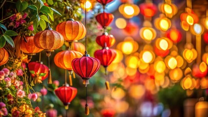 Obraz premium Lantern Flowers in Bloom - Vibrant Floral Arrangement with Soft Background for Nature Lovers