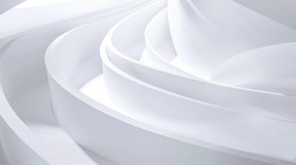 Pure White Curved Background - a clean and minimalistic visual. The pure white curves create a serene and elegant atmosphere, perfect for a variety of design applications.