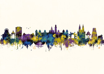 Mysuru City Skyline. Cityscape Skyscraper Buildings Landscape City Downtown Background Modern Art Architecture Business View Building Corporate Abstract Landmarks Travel