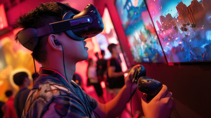 A gaming and digital culture festival with virtual reality competitions, digital art showcases, and discussions on the future of interactive media.