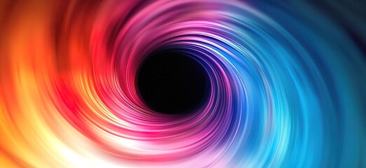 Obraz premium Colorful Swirling Vortex with Black Center - Perfect for Futuristic Designs, Technology Backgrounds, or Abstract Art
