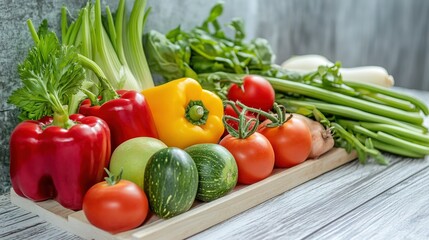 Close-up of vibrant fresh vegetables and fruits on wooden table, symbolizing healthy blood pressure foods, emphasizing natural nutrition and wellness.