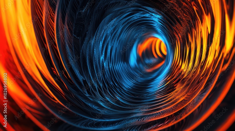 Poster Pulsating circular equalizer with sound waves spreading across the frequency spectrum, abstract music visualization.