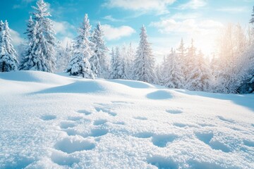 Obraz premium Winter season background with white snow