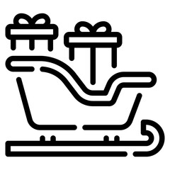 A charming outline of a sleigh adorned with beautifully wrapped gifts, perfect for winter festivities and seasonal decorations.