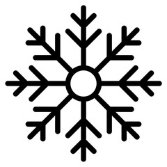 This minimalist snowflake symbol represents winter and complements various seasonal designs, perfect for festive graphics or decorations.