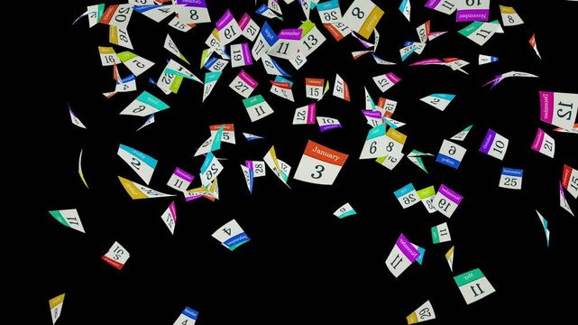 3d calendar falling on an alpha channel 