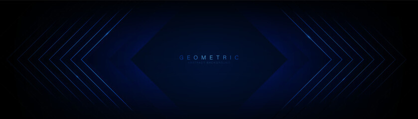 Abstract dark blue geometric background with glowing lines