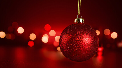 Fototapeta premium Twinkling Holiday Magic: Frosted Fir and Shimmering Ornaments Illuminated by Golden Christmas Lights