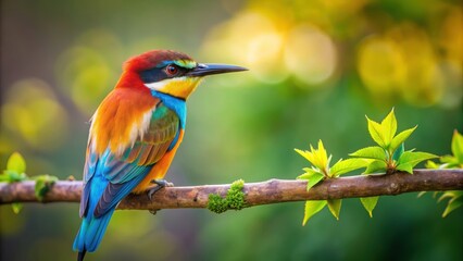 Obraz premium Beautiful bird on branch in nature, bird, branch, tree, wildlife, feathers, nature, outdoor, perch, colorful, scenery, tranquil