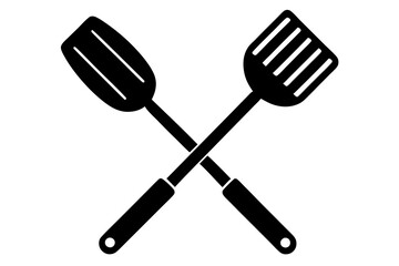 Grill fork and spatula tool icon vector. Barbecue symbol silhouette vector