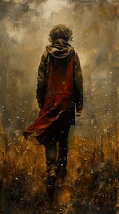 A Solitary Figure Walking Through a Golden Field