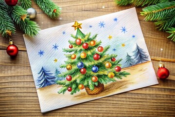 christmas background with christmas tree and decorations