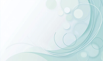 Abstract background with light blue and white swirls and circles on a white background.