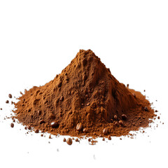 Pile of brown cocoa powder isolated on transparent background