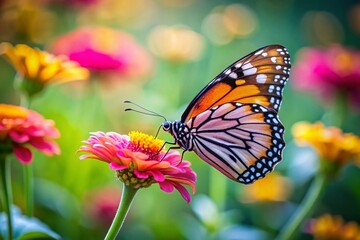 Naklejka premium Minimalist Butterfly Flower in Nature - Stunning Macro Photography of Delicate Beauty