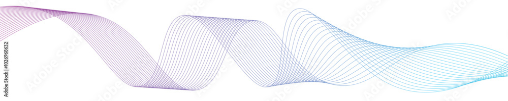 Poster abstract gradient wavy lines isolated on transparent background. future digital technology concept, 
