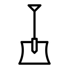 Shovel icon in line art. outline style. Isolated on white Background