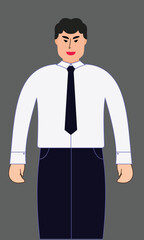 Vector design illustration of a neatly dressed casually dressed man wearing a shirt and pants material.