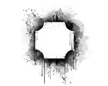 Black graffiti spray paint frames ink splatters and drips, stencil border, Grunge backgrounds, Spray Paint Vector Elements isolated on White Background, Ink blots set, text frame, Street style.