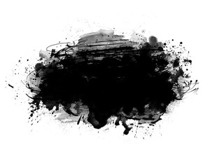 Black graffiti spray paint frames ink splatters and drips, stencil border, Grunge backgrounds,...