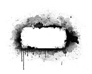 Black graffiti spray paint frames ink splatters and drips, stencil border, Grunge backgrounds, Spray Paint Vector Elements isolated on White Background, Ink blots set, text frame, Street style.