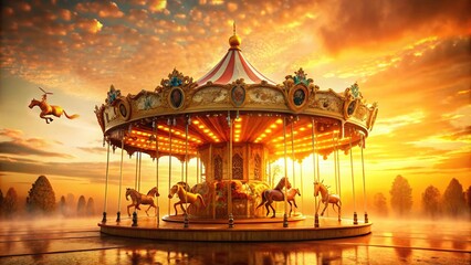 Obraz premium Minimalistic Step by Step Carousel in Warm Shades - Surreal Photography for Modern Design