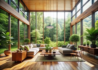 Fototapeta premium Minimalist Interior Design with Mediterranean Beach Vegetation in Hyres Natural Reserve