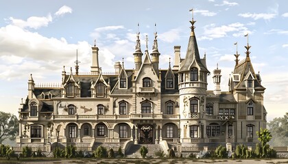 Obraz premium Historic European castle with many windows