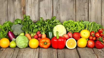Close-up of vibrant fresh vegetables and fruits on wooden table, symbolizing healthy blood pressure foods, emphasizing natural nutrition and wellness.