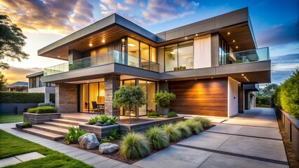 Fototapeta premium Modern House Fronts: Stylish Candid Photography of Contemporary Homes