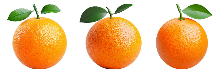 Three Oranges on Transparent Background