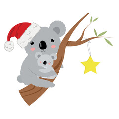 Cute illustration. Koala and New Year.