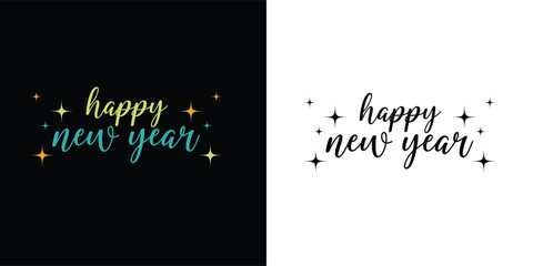 Happy new year 2025 typography sublimation SVG T shirt Design on white background