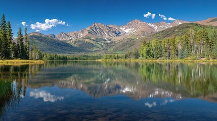 Fototapeta premium Serene Mountain Landscape with Reflective Water