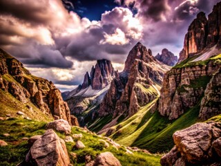 Fototapeta premium Monochrome Mountain Landscape: Stunning Architectural Photography of Rocks and Peaks