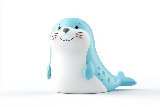A 3D cartoon seal character, isolate on white background, designed with whimsical and cute features.
