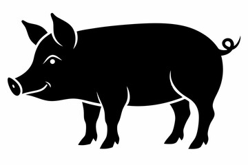Fototapeta premiumPig Animal Logo Black Silhouette Vector, Pig Silhouette, Pig graphic icon 