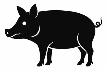 

Pig Animal Logo Black Silhouette Vector, Pig Silhouette, Pig graphic icon
