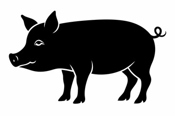

Pig Animal Logo Black Silhouette Vector, Pig Silhouette, Pig graphic icon
