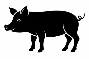 

Pig Animal Logo Black Silhouette Vector, Pig Silhouette, Pig graphic icon
