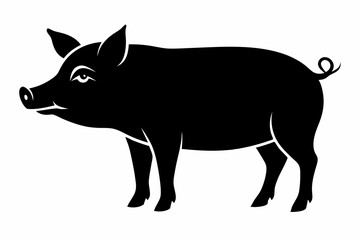 

Pig Animal Logo Black Silhouette Vector, Pig Silhouette, Pig graphic icon
