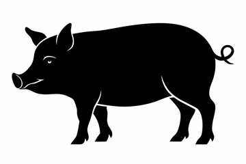 Fototapeta premiumPig Animal Logo Black Silhouette Vector, Pig Silhouette, Pig graphic icon 