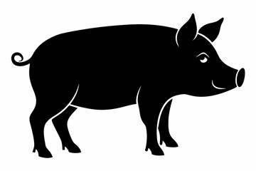 

Pig Animal Logo Black Silhouette Vector, Pig Silhouette, Pig graphic icon
