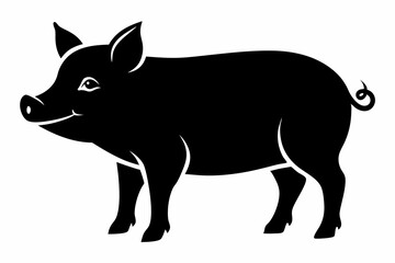 

Pig Animal Logo Black Silhouette Vector, Pig Silhouette, Pig graphic icon
