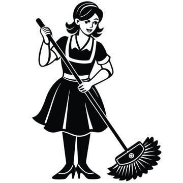 recommend clip art: mop line art design logo icon concept illustration silhouette