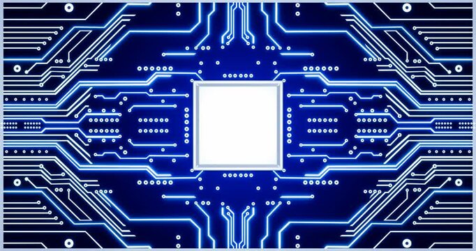 Electronic circuit pattern. Printed circuit board or PCB pattern. Trace lines in blue on a dark technology background. The Integrated Background texture, chip circuit board technology. 3d rendering